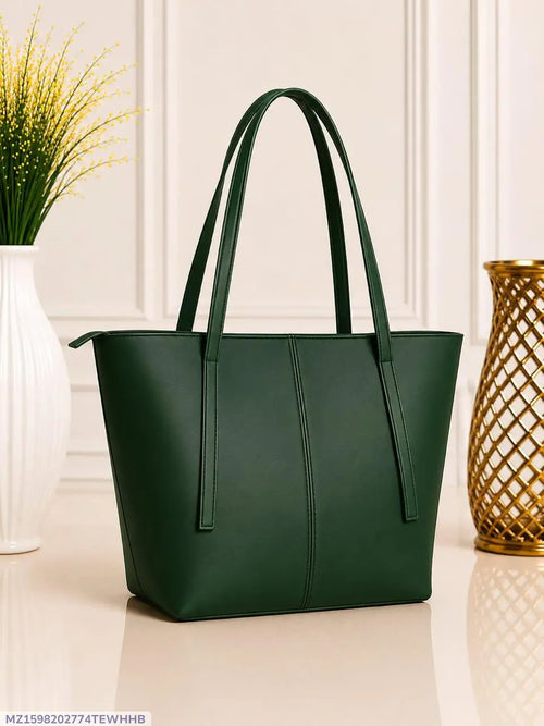 Leather Plain Shoulder Bag