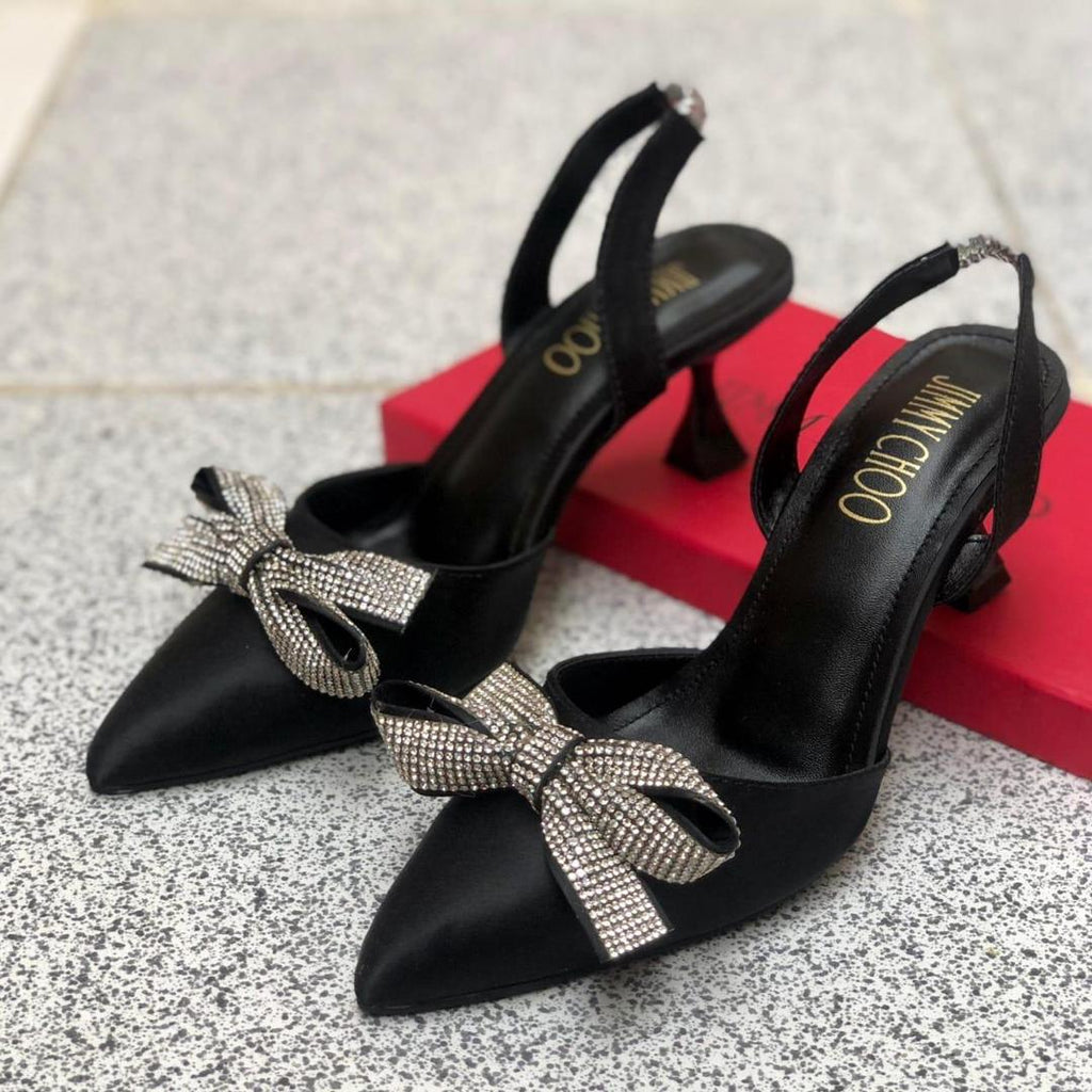 Rhinestone Bow Heels for Women Formal Party Wear