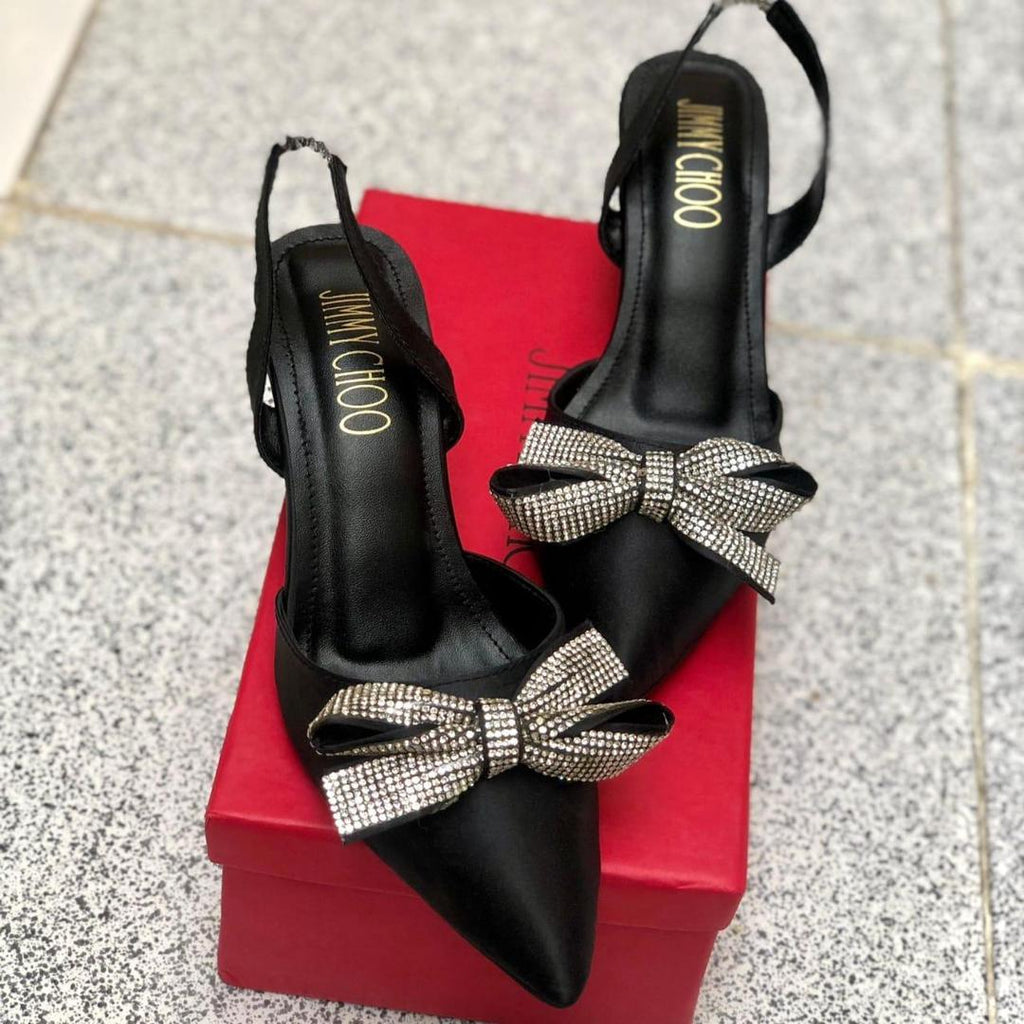 Rhinestone Bow Heels for Women Formal Party Wear