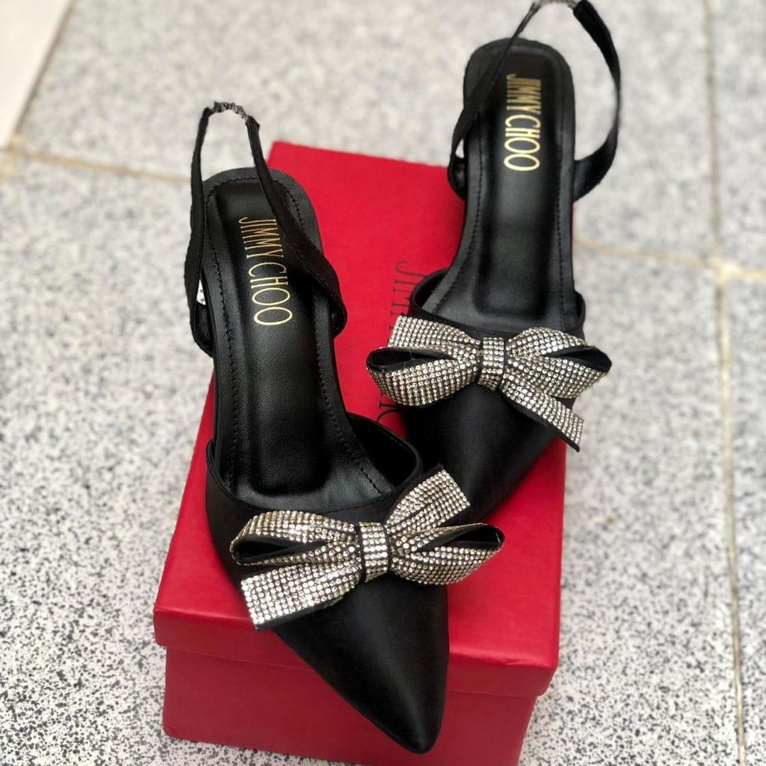Rhinestone Bow Heels for Women Formal Party Wear