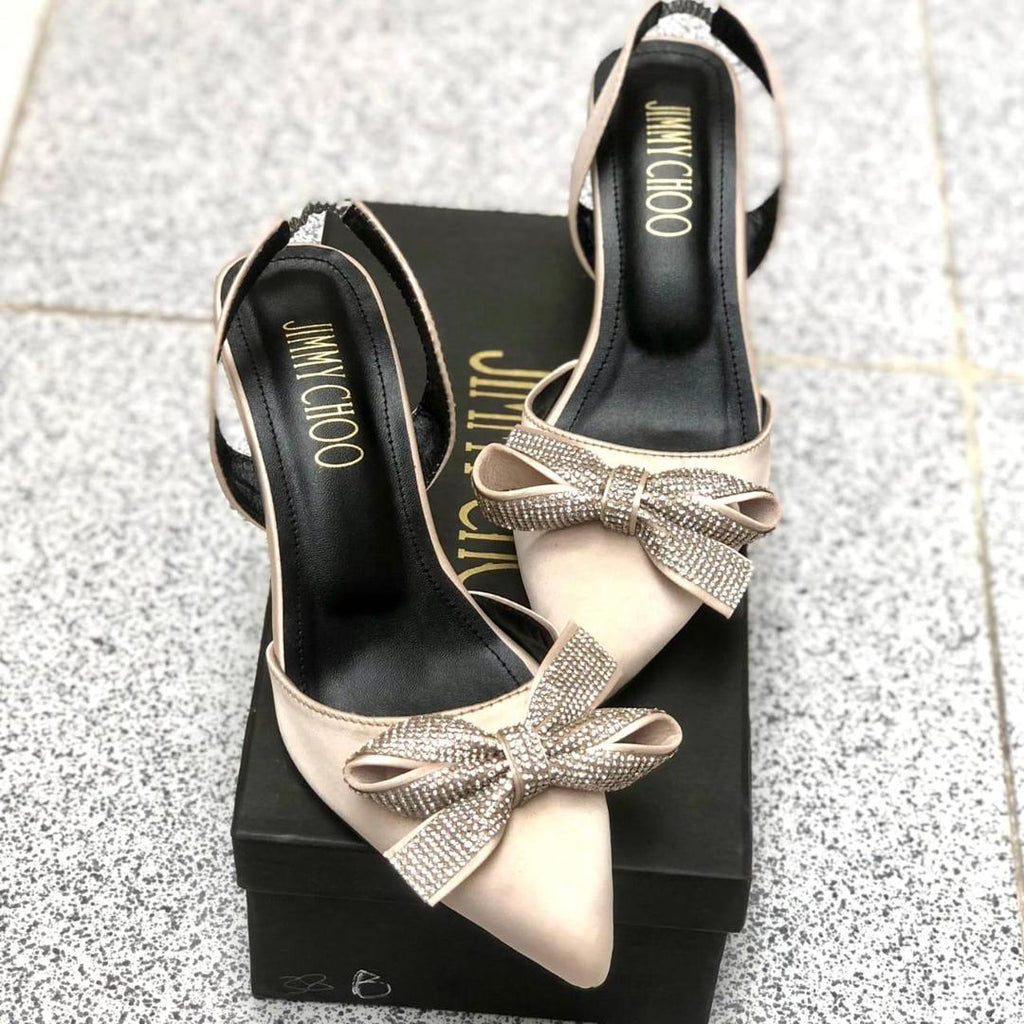 Rhinestone Bow Heels for Women Formal Party Wear
