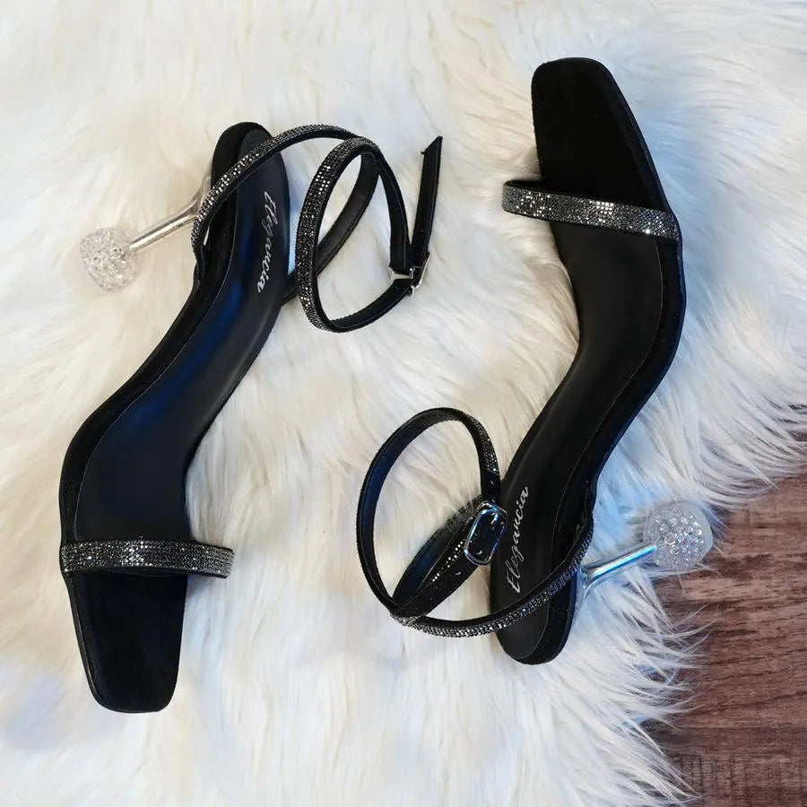 Women's Black Synthetic Leather Formal Heels Size