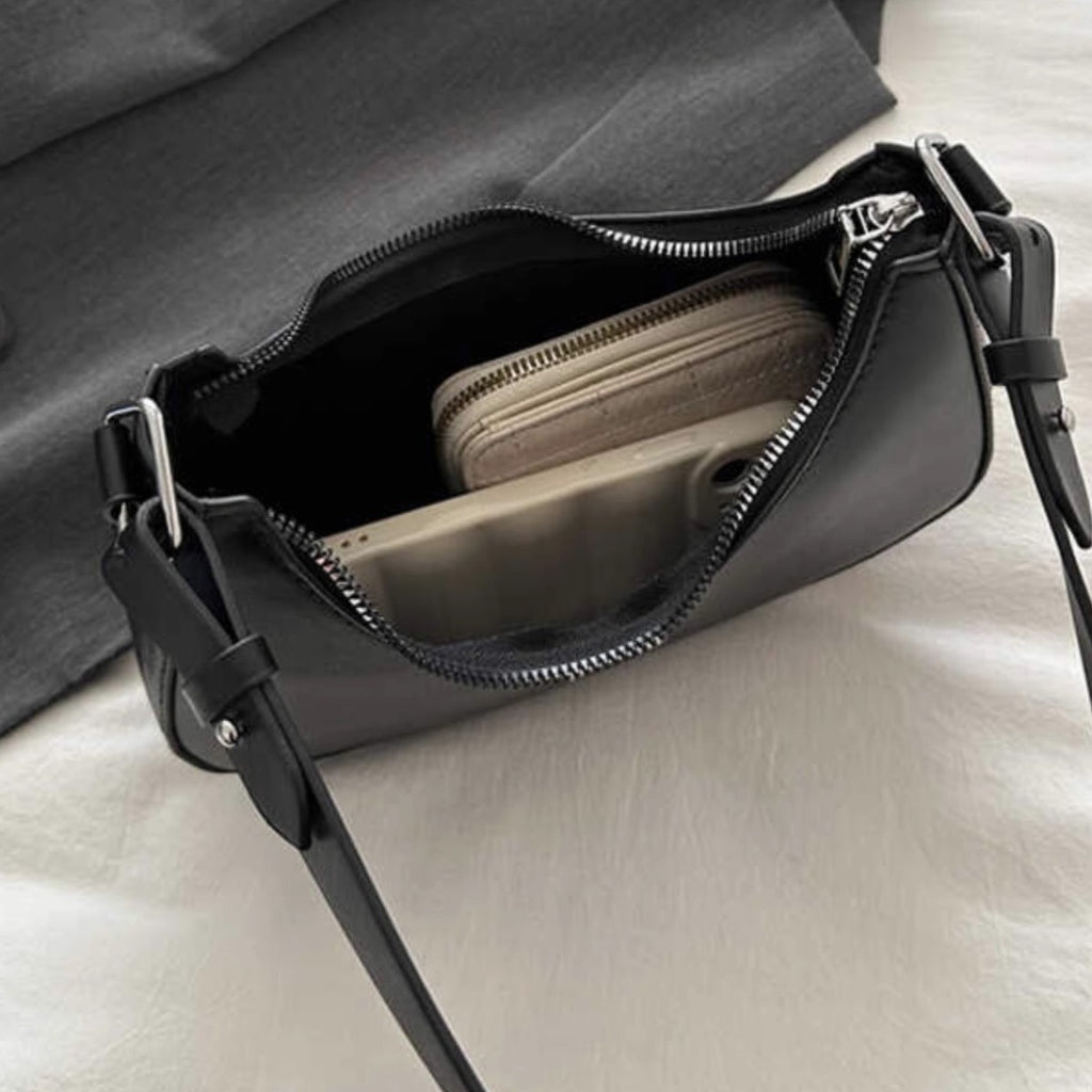Crescent Shaped Shoulder Bag with Bow Detail