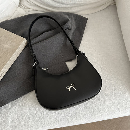 Crescent Shaped Shoulder Bag with Bow Detail